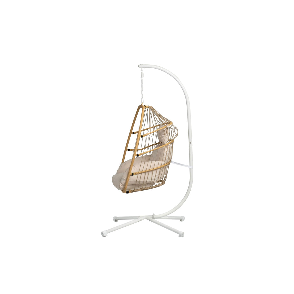 Sillón Huevo Colgante de Jardín Dravena — Ratán Sintético y Acero | Beige — vista 15