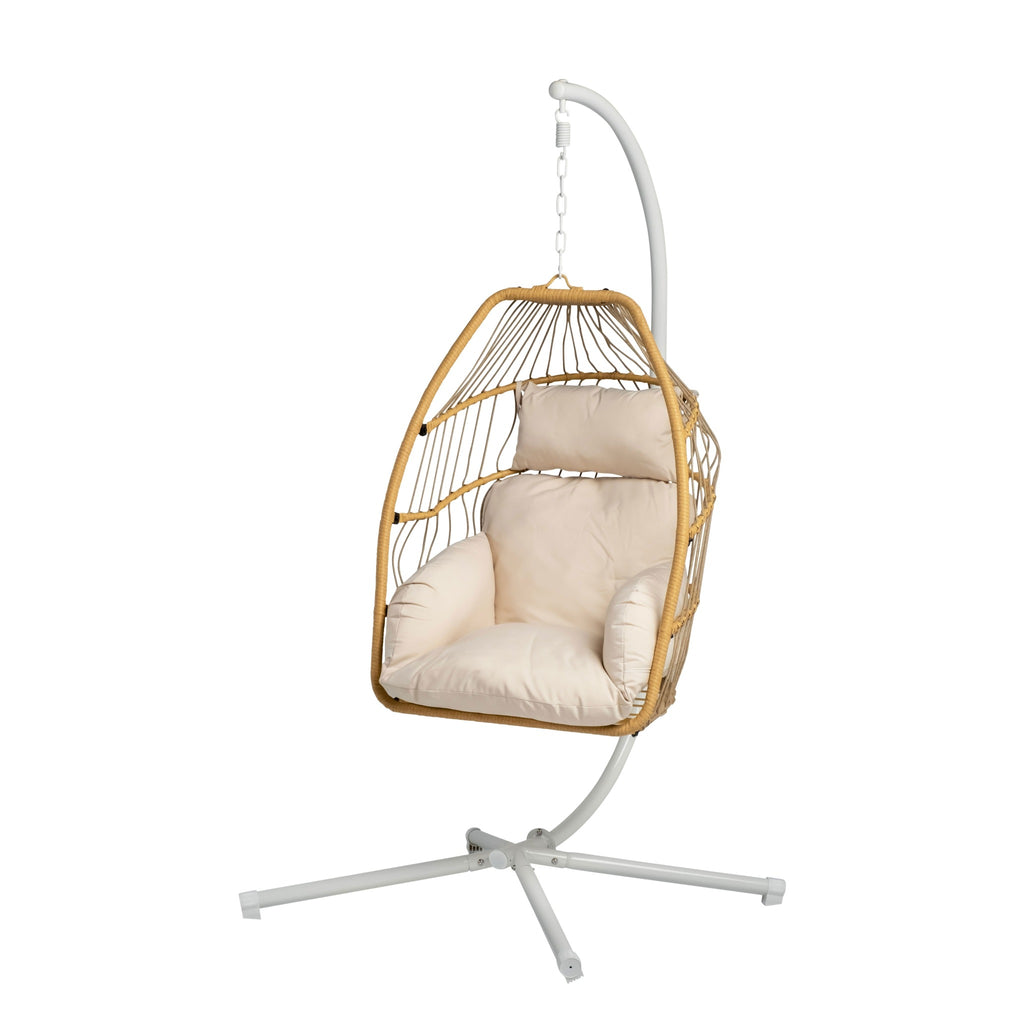 Sillón Huevo Colgante de Jardín Dravena — Ratán Sintético y Acero | Beige — vista 16
