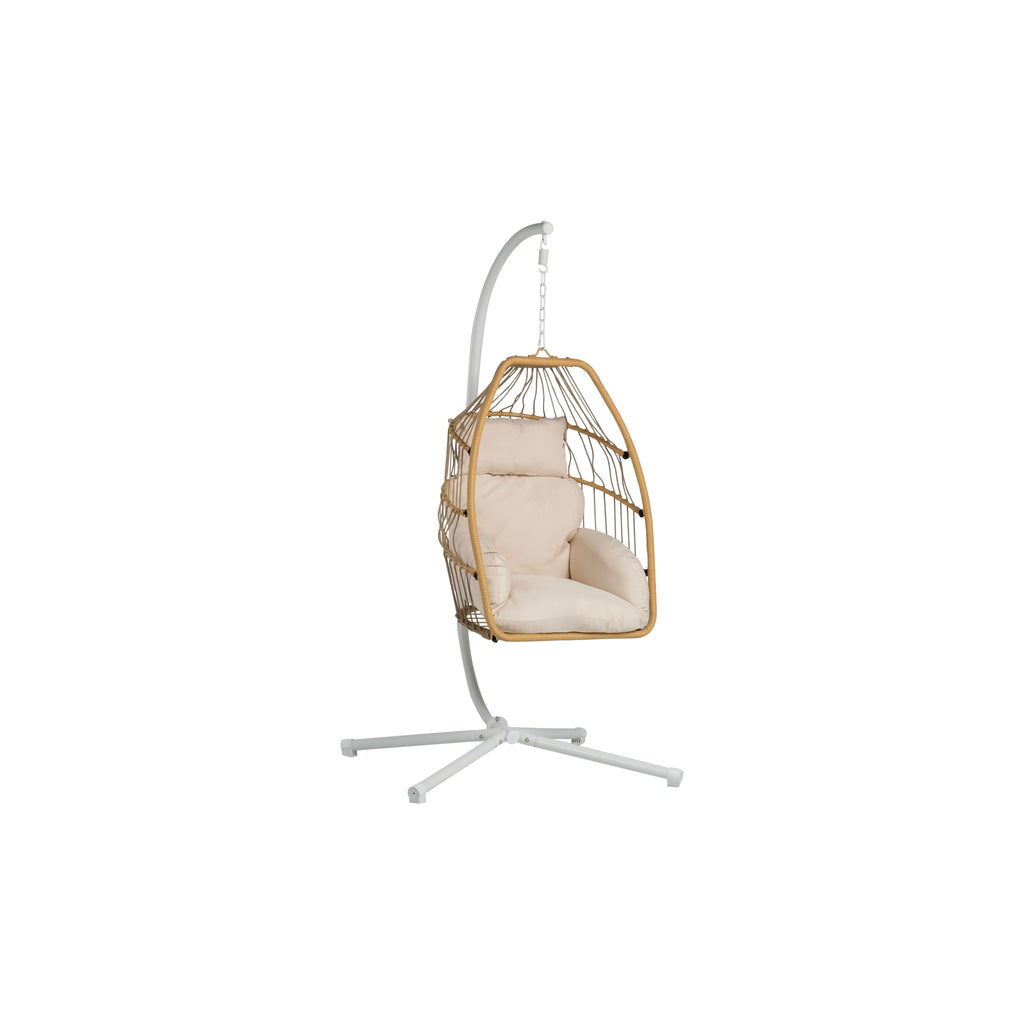 Sillón Huevo Colgante de Jardín Dravena — Ratán Sintético y Acero | Beige — vista 17