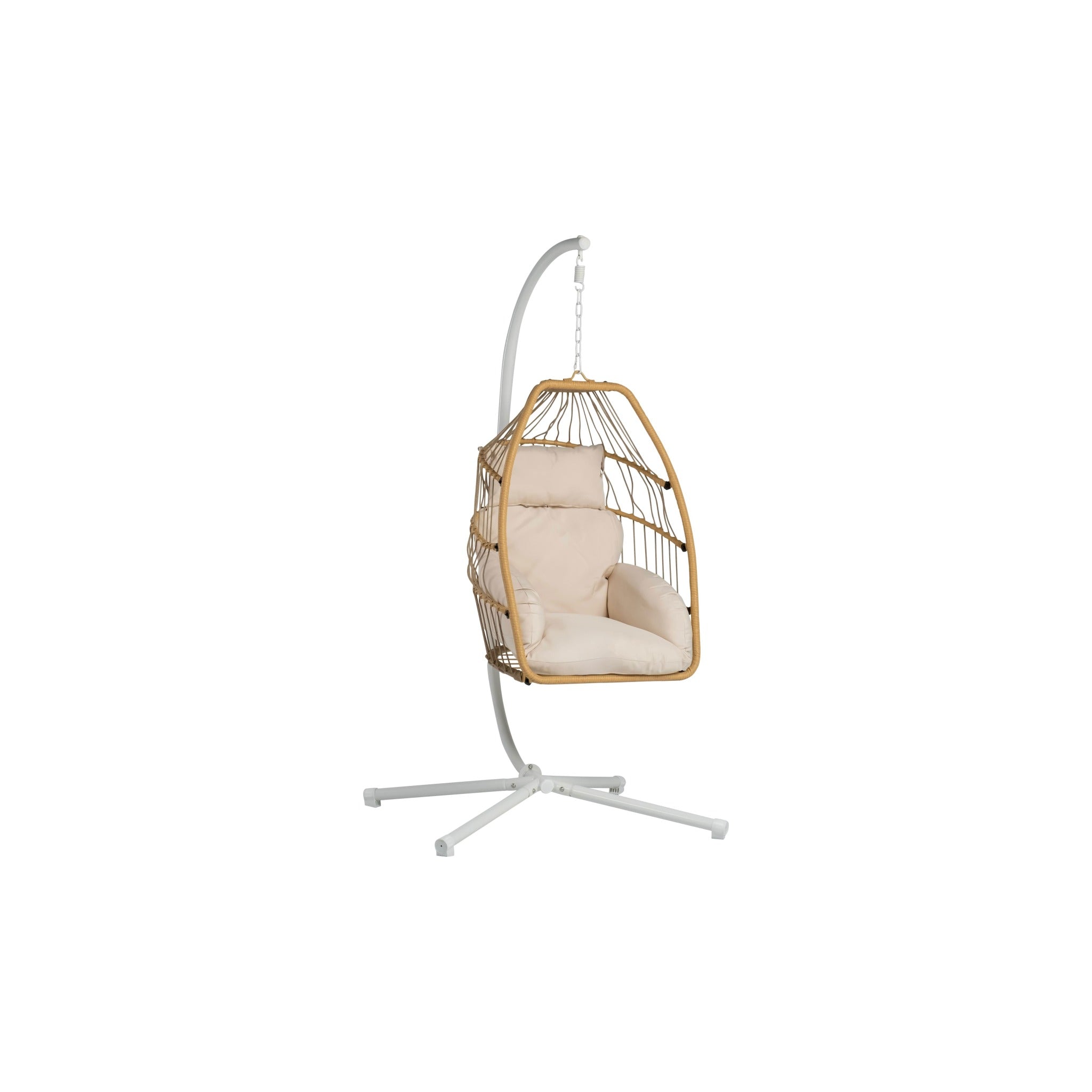 Sillón Huevo Colgante de Jardín Dravena — Ratán Sintético y Acero | Beige — vista 17