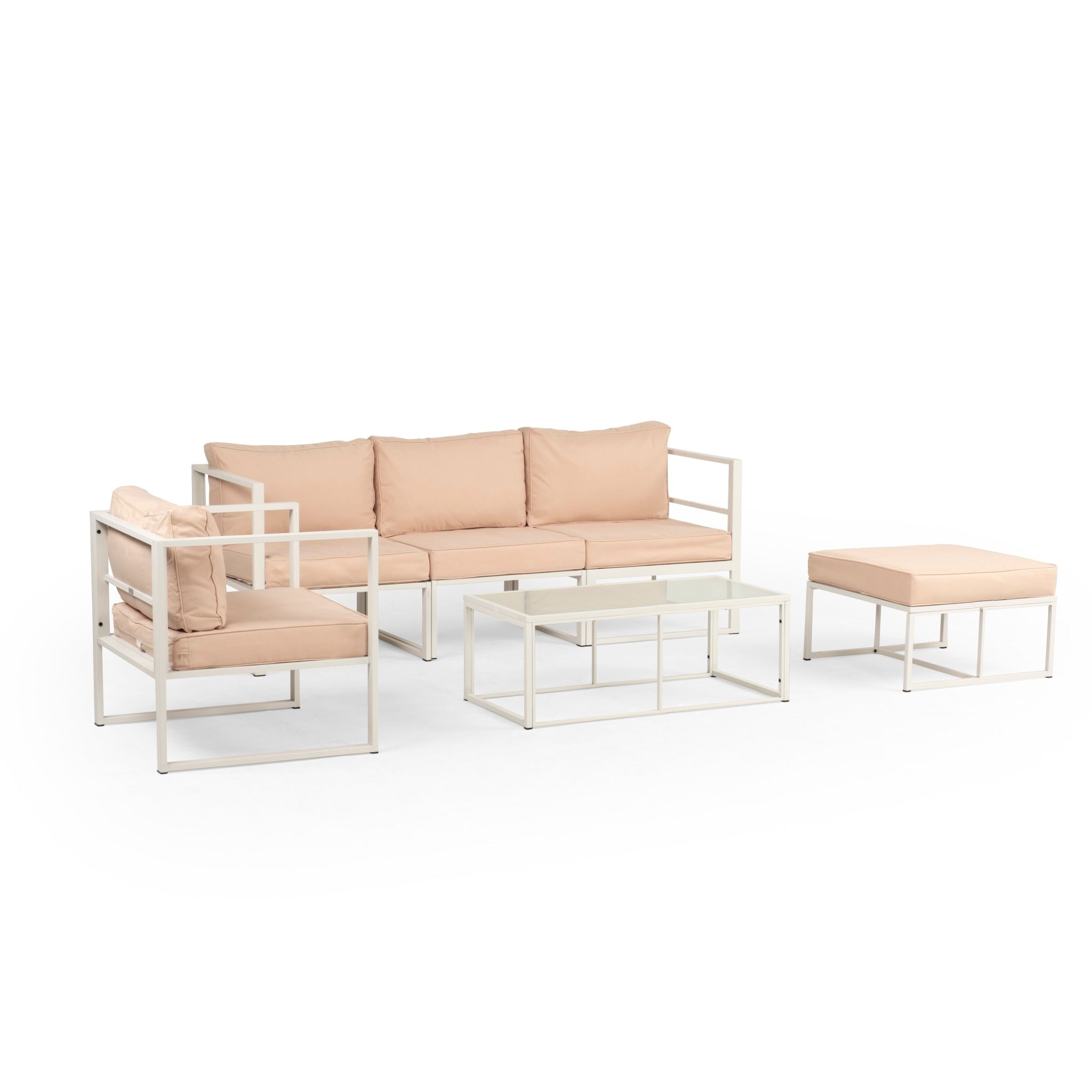 Conjunto de Jardín Portofino 5 Plazas — Sofá Modular con Puf, Acero y Cojines Premium — vista 2