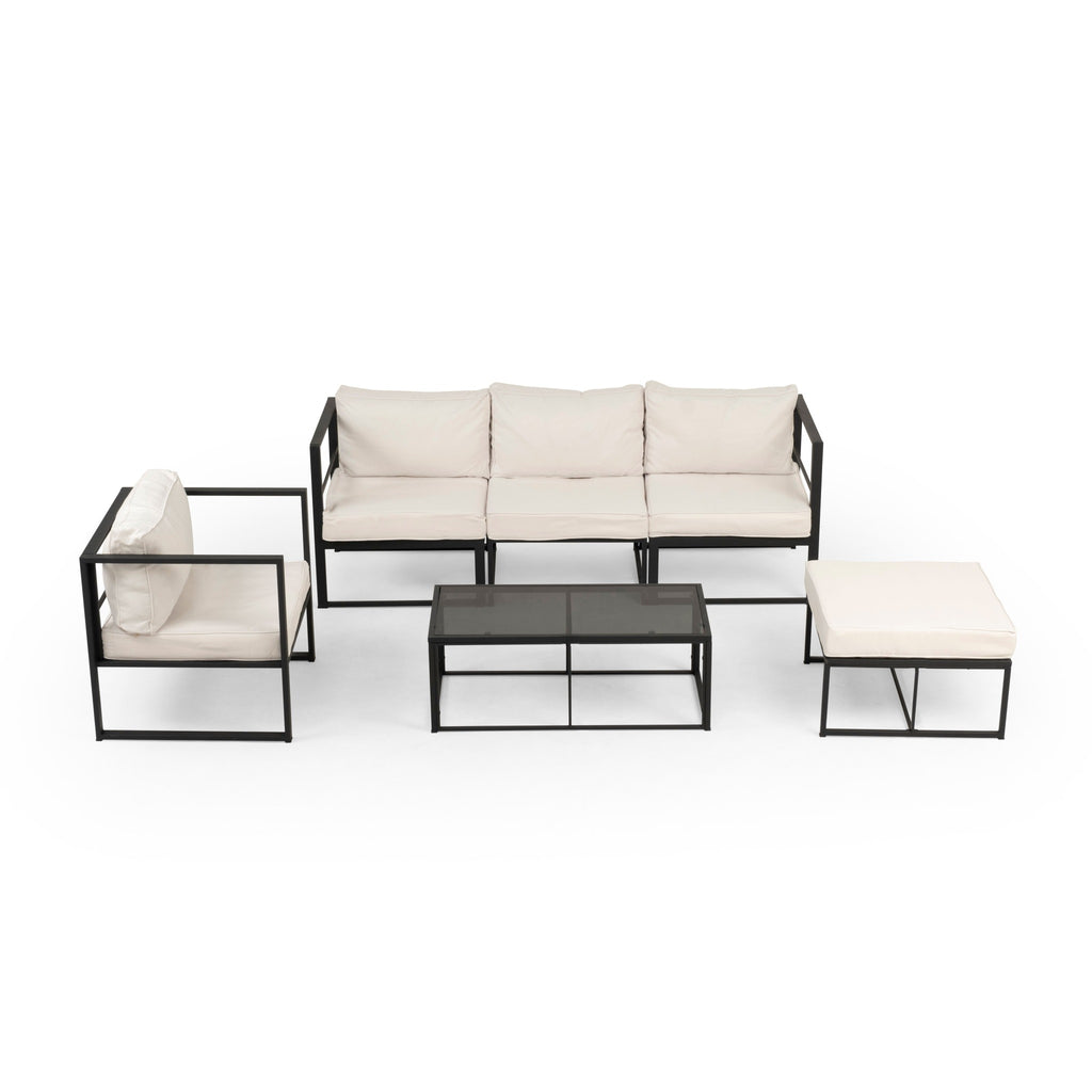 Conjunto de Jardín Portofino 5 Plazas — Sofá Modular con Puf, Acero y Cojines Premium — vista 3
