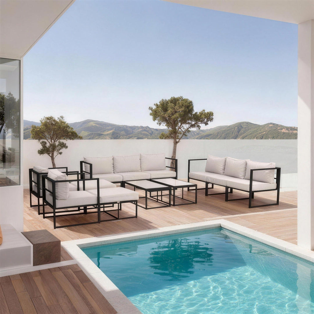 Conjunto de Jardín Portofino Deluxe — Sofá Modular y Cojines Premium
