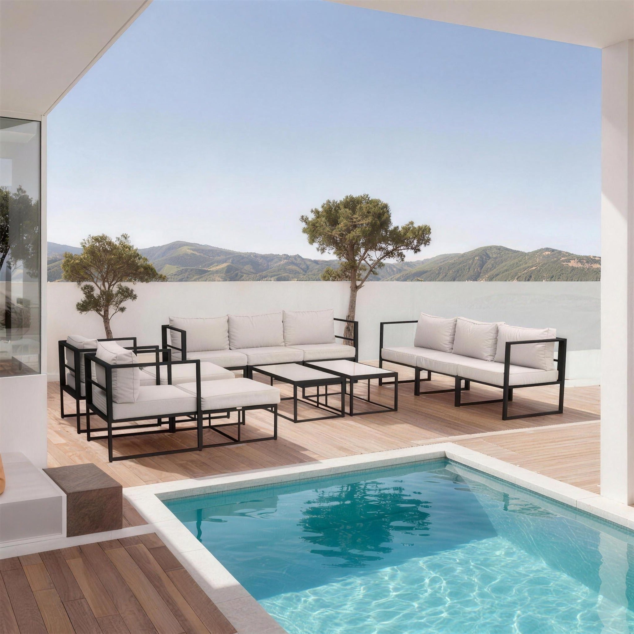 Conjunto de Jardín Portofino Deluxe — Sofá Modular y Cojines Premium