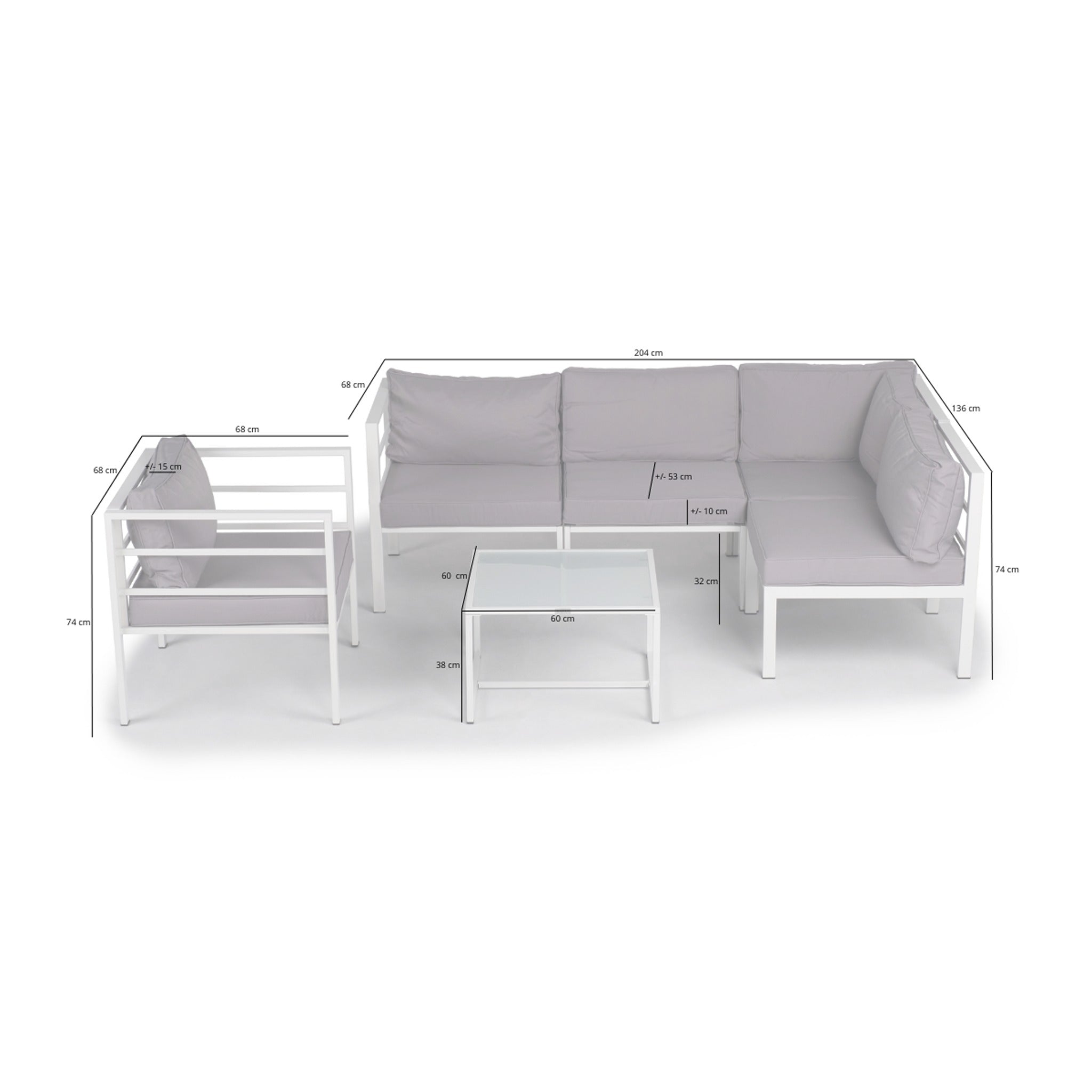 Conjunto de Jardín Estocolmo 5 Plazas — Sofá Modular, Acero y Cojines Premium — vista 4
