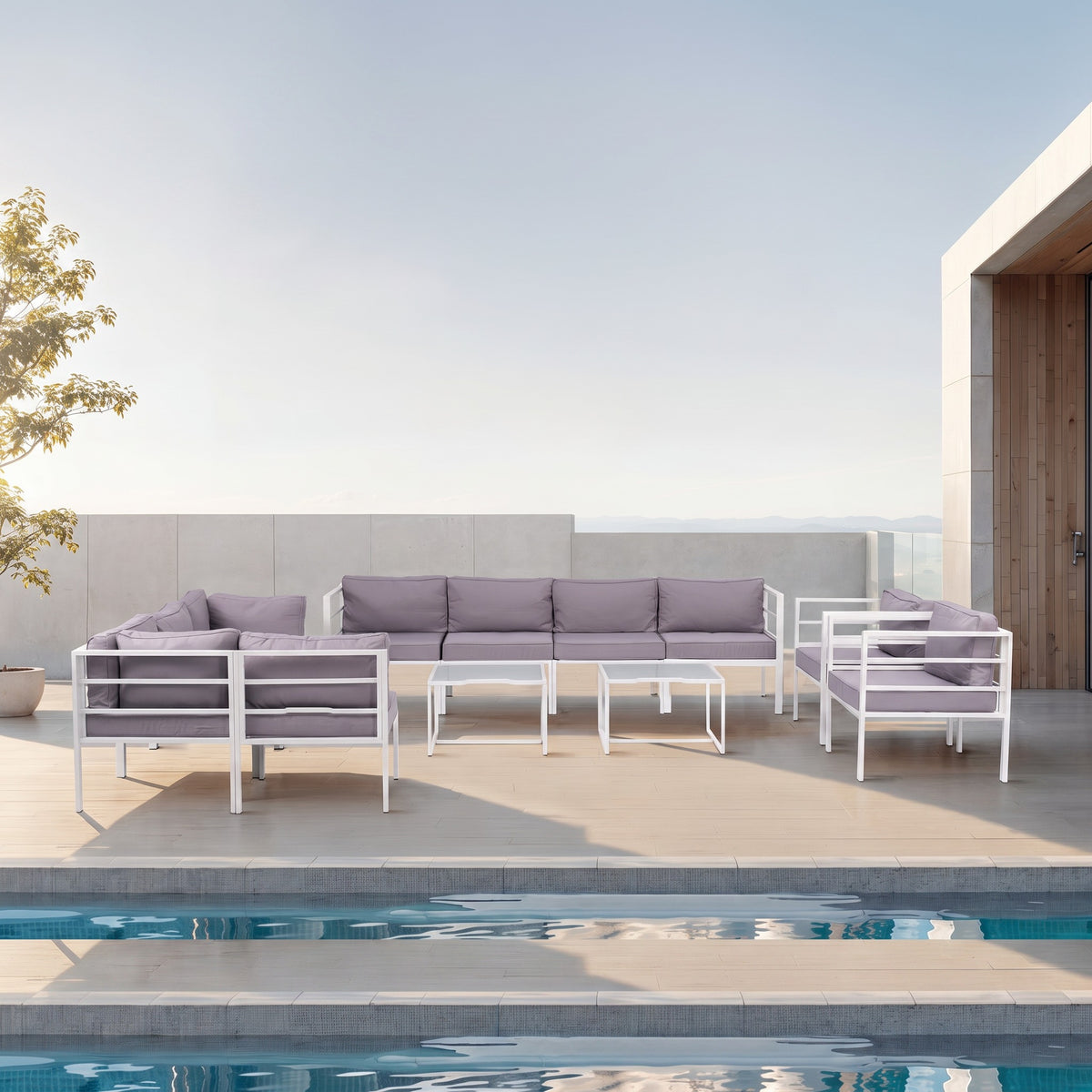 Conjunto de Jardín Estocolmo Deluxe 10 Plazas — Sofá Modular Doble, Acero y Cojines Premium — vista 6
