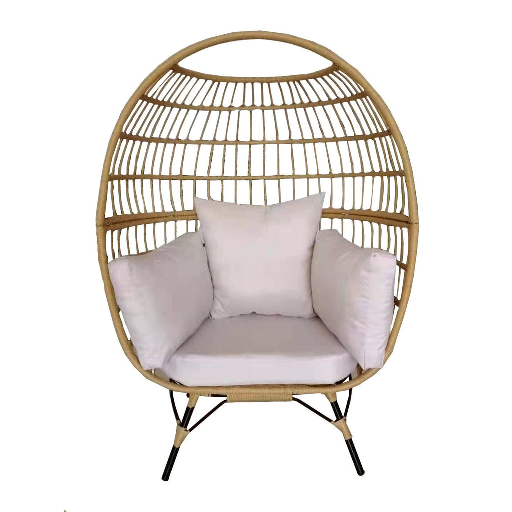 Sillón Huevo de Jardín Corvian — Ratán Sintético y Acero | Beige — vista 2