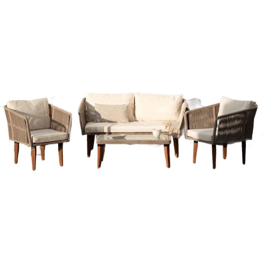 Conjunto de Jardín Santa Barbara 4 Plazas — Sofá, 2 Sillones y Mesa