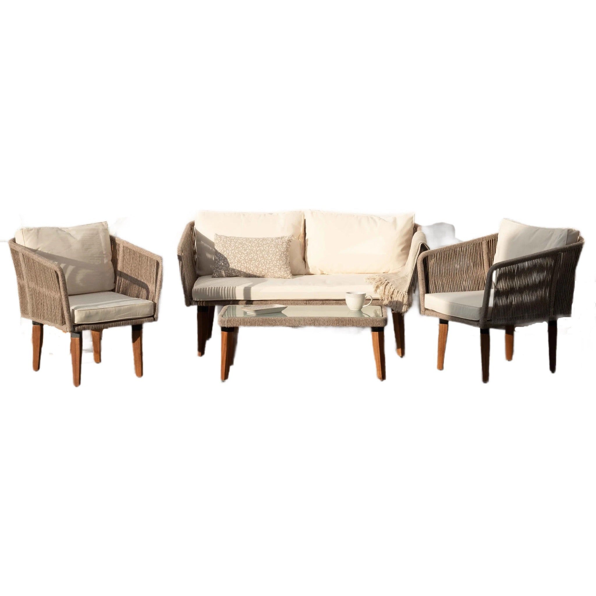 Conjunto de Jardín Santa Barbara 4 Plazas — Sofá, 2 Sillones y Mesa