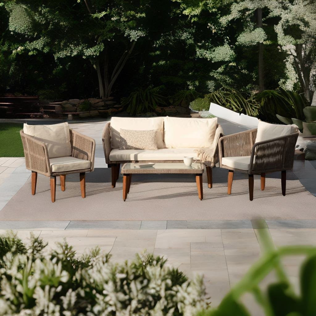 Conjunto de Jardín Santa Barbara 4 Plazas — Sofá, 2 Sillones y Mesa