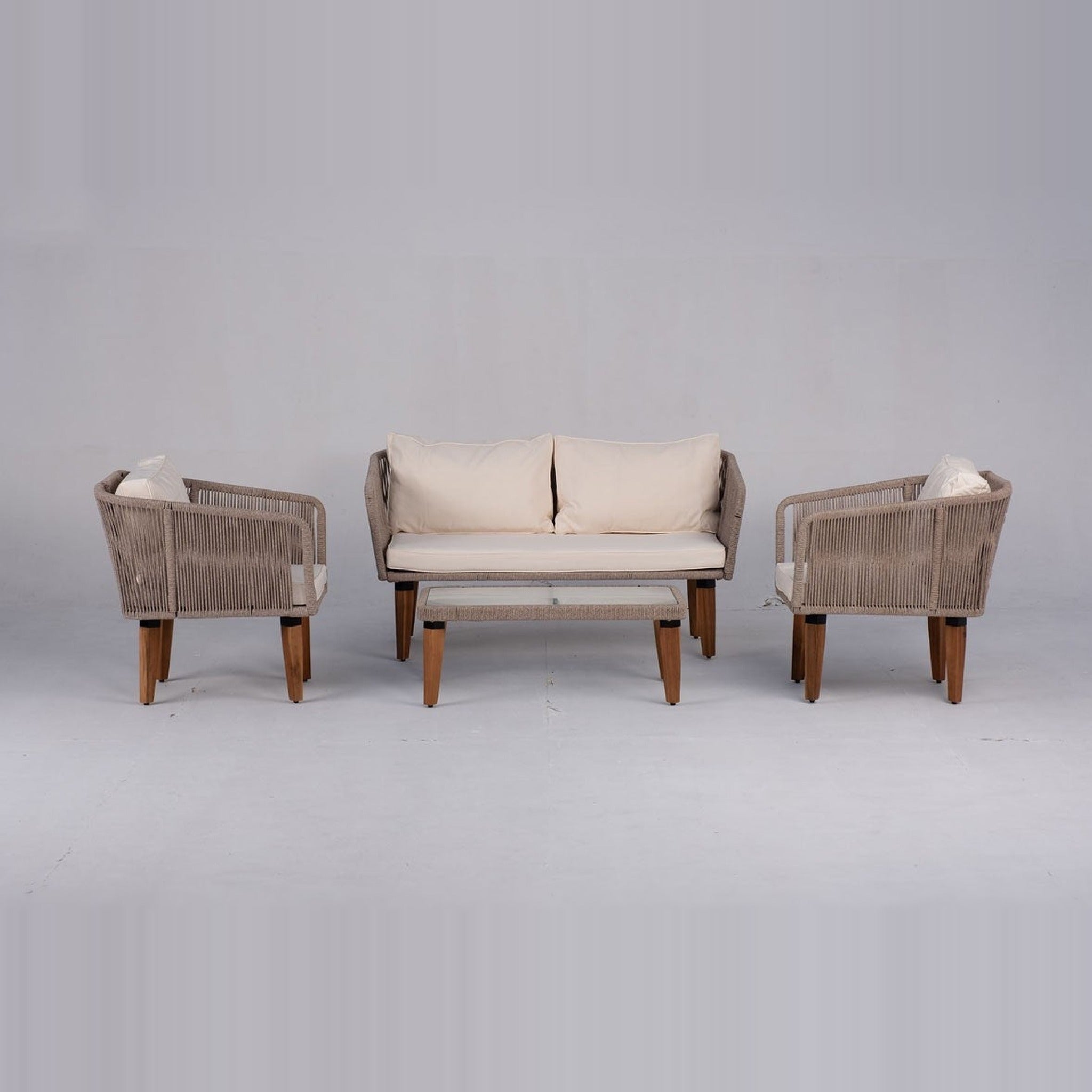 Conjunto de Jardín Santa Barbara 4 Plazas — Sofá, 2 Sillones y Mesa