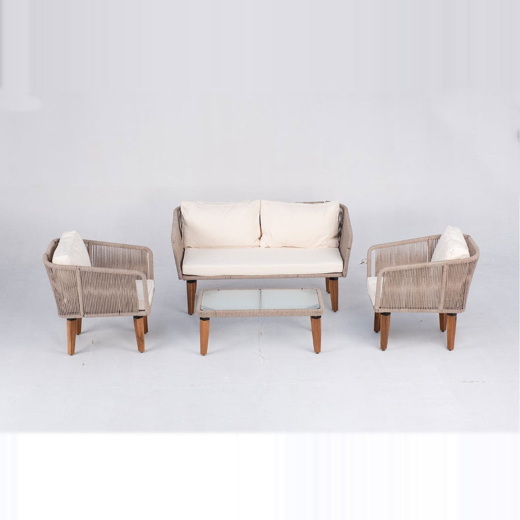 Conjunto de Jardín Santa Barbara 4 Plazas — Sofá, 2 Sillones y Mesa