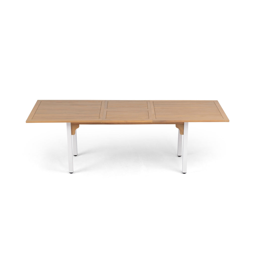Mesa de Jardín Extensible Niza — Acero y Madera | Blanco