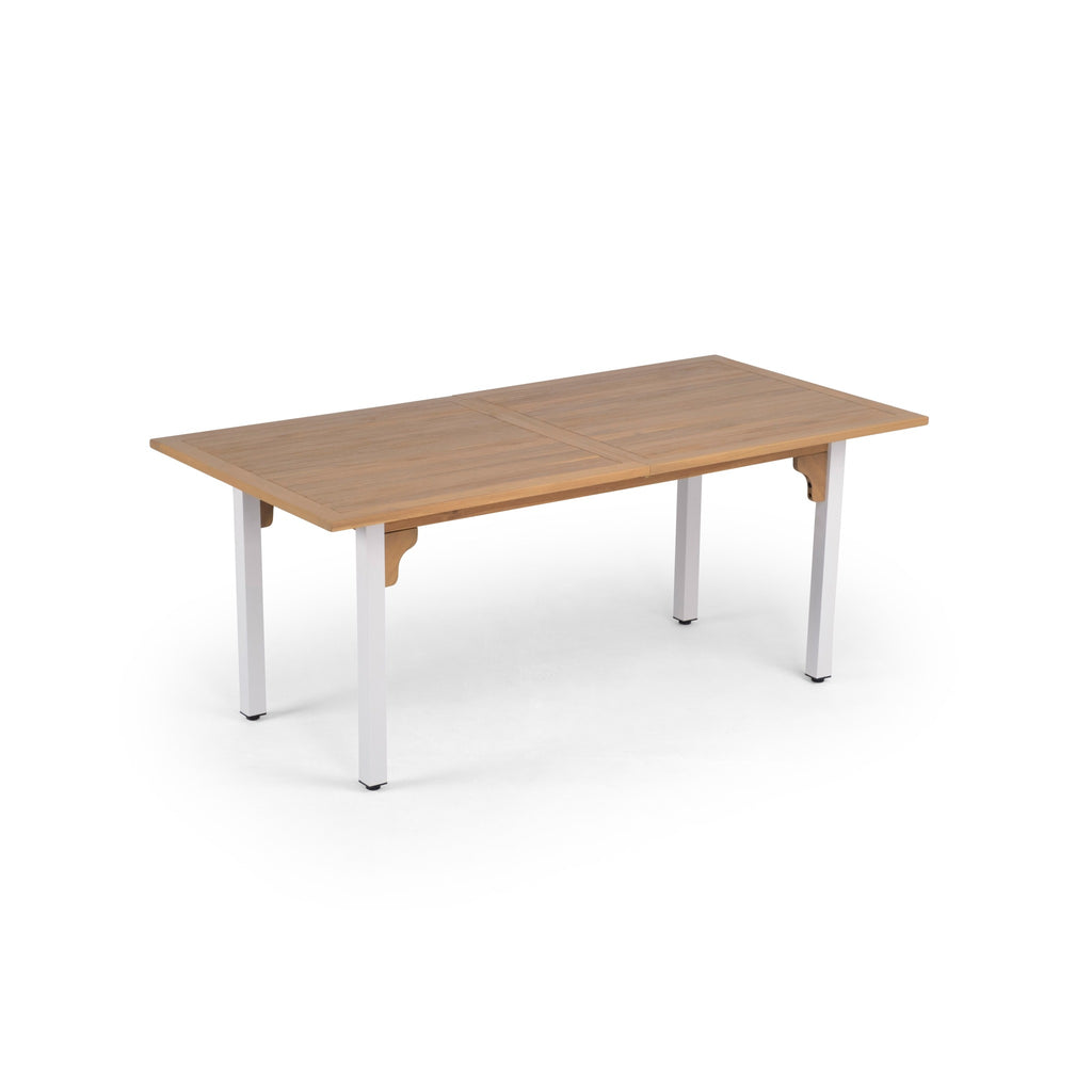 Mesa de Jardín Extensible Niza — Acero y Madera | Blanco — vista 4