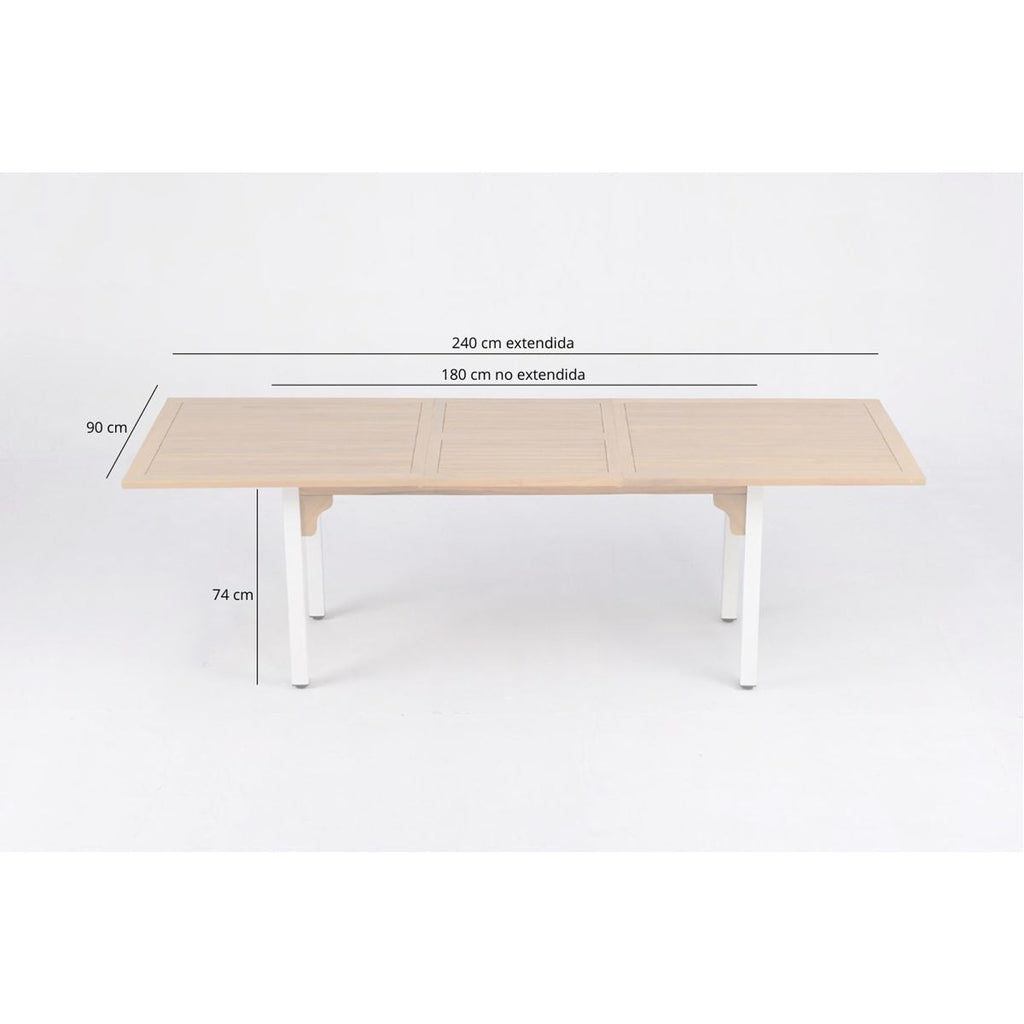Mesa de Jardín Extensible Niza — Acero y Madera | Blanco — vista 7