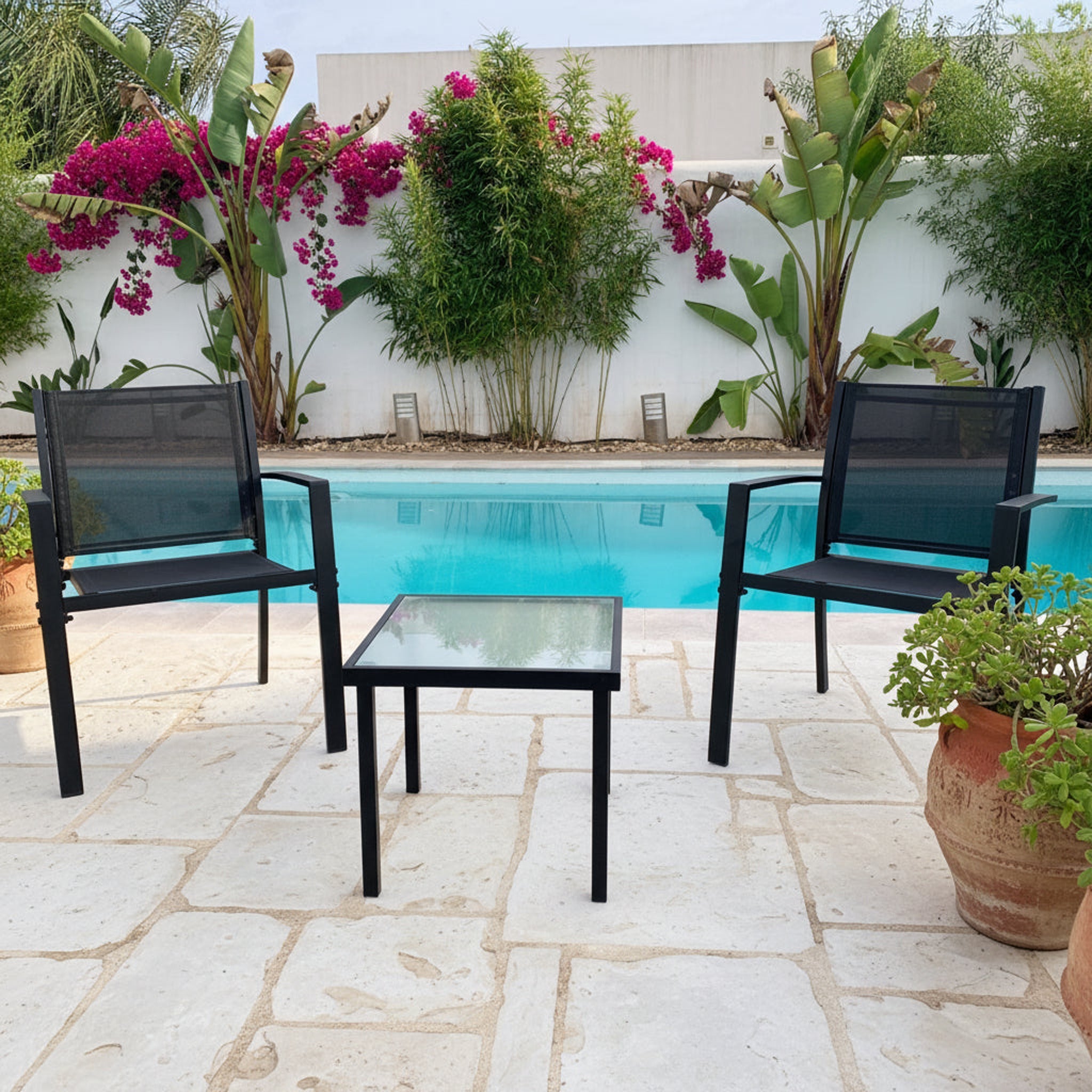 Conjunto de Jardín Amalfi 2 Plazas — Acero y Textileno | Negro — vista 7