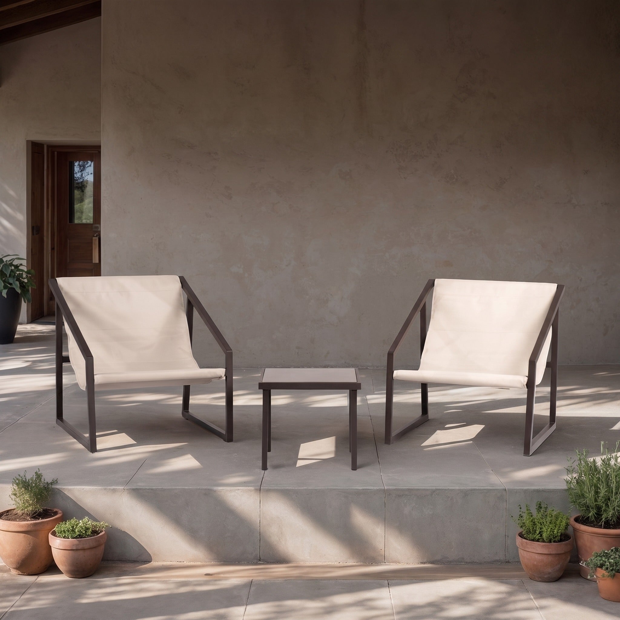 Conjunto de Jardín Capri 2 Plazas — Textileno y Acero | 2 Sillones y Mesa de Centro — vista 2