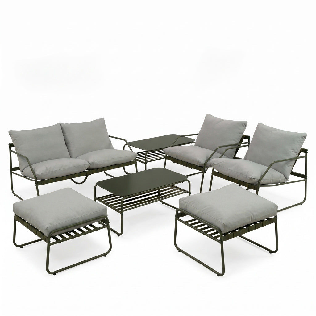 Conjunto de Jardín Genova Deluxe 8 Plazas — Cuerda Sintética y Acero | 2 Sofás, 4 Sillones y Mesa — vista 7