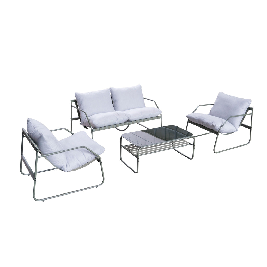 Conjunto de Jardín Genova Plus 4 Plazas — Cuerda Sintética y Acero | Sofá, 2 Sillones y Mesa — vista 3