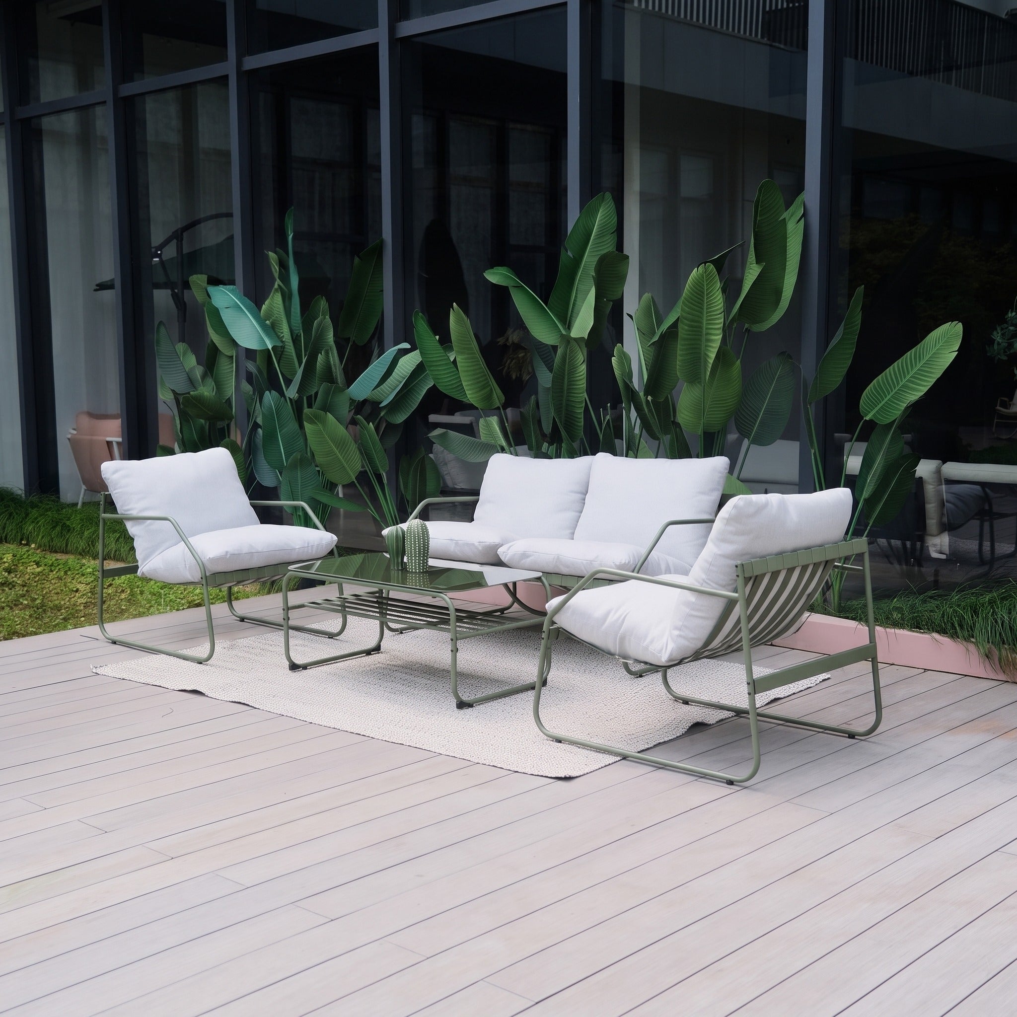 Conjunto de Jardín Genova Plus 4 Plazas — Cuerda Sintética y Acero | Sofá, 2 Sillones y Mesa