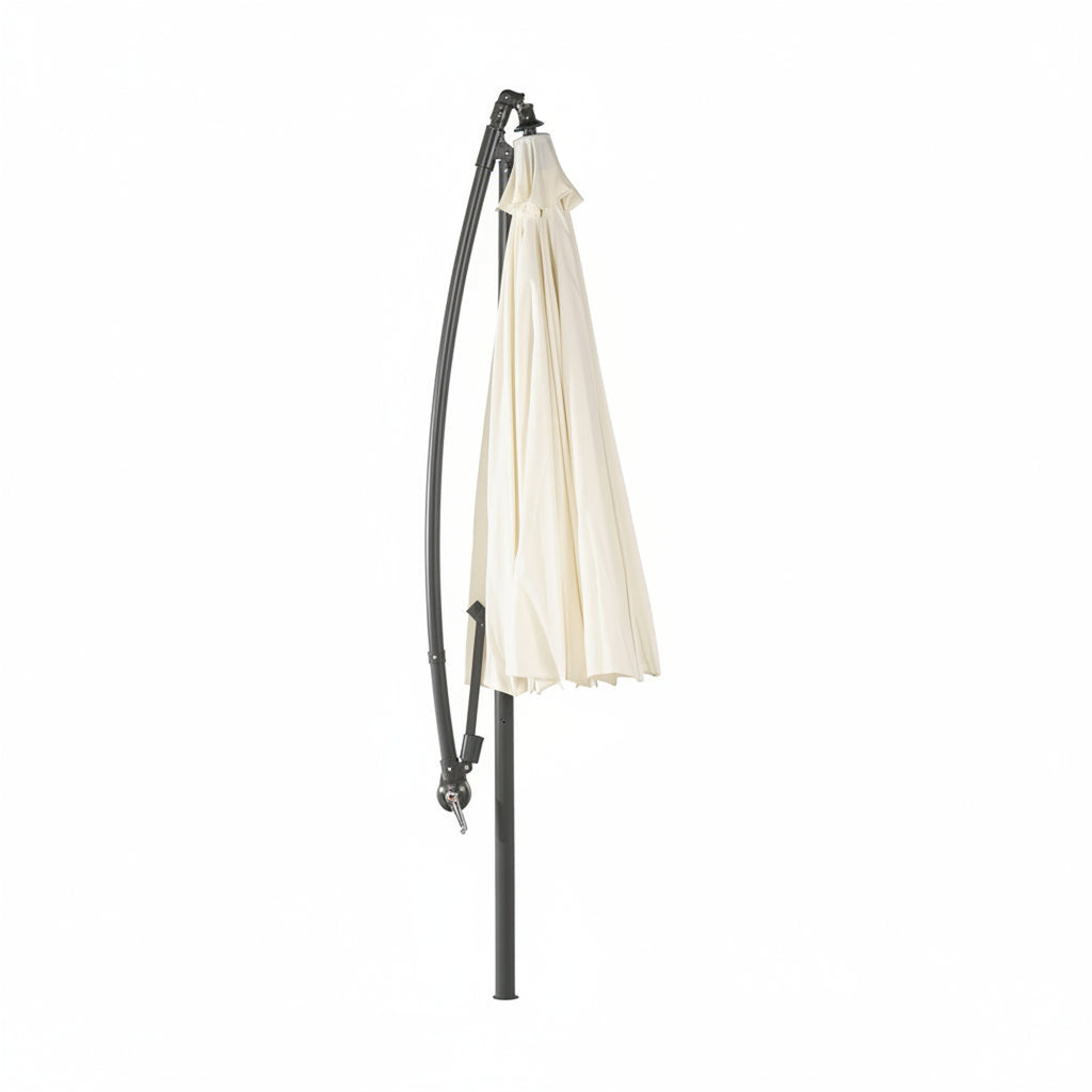 Parasol de Jardín Cordoba 3m con Manivela y Protección UV — Aluminio y Poliéster | Blanco — vista 3