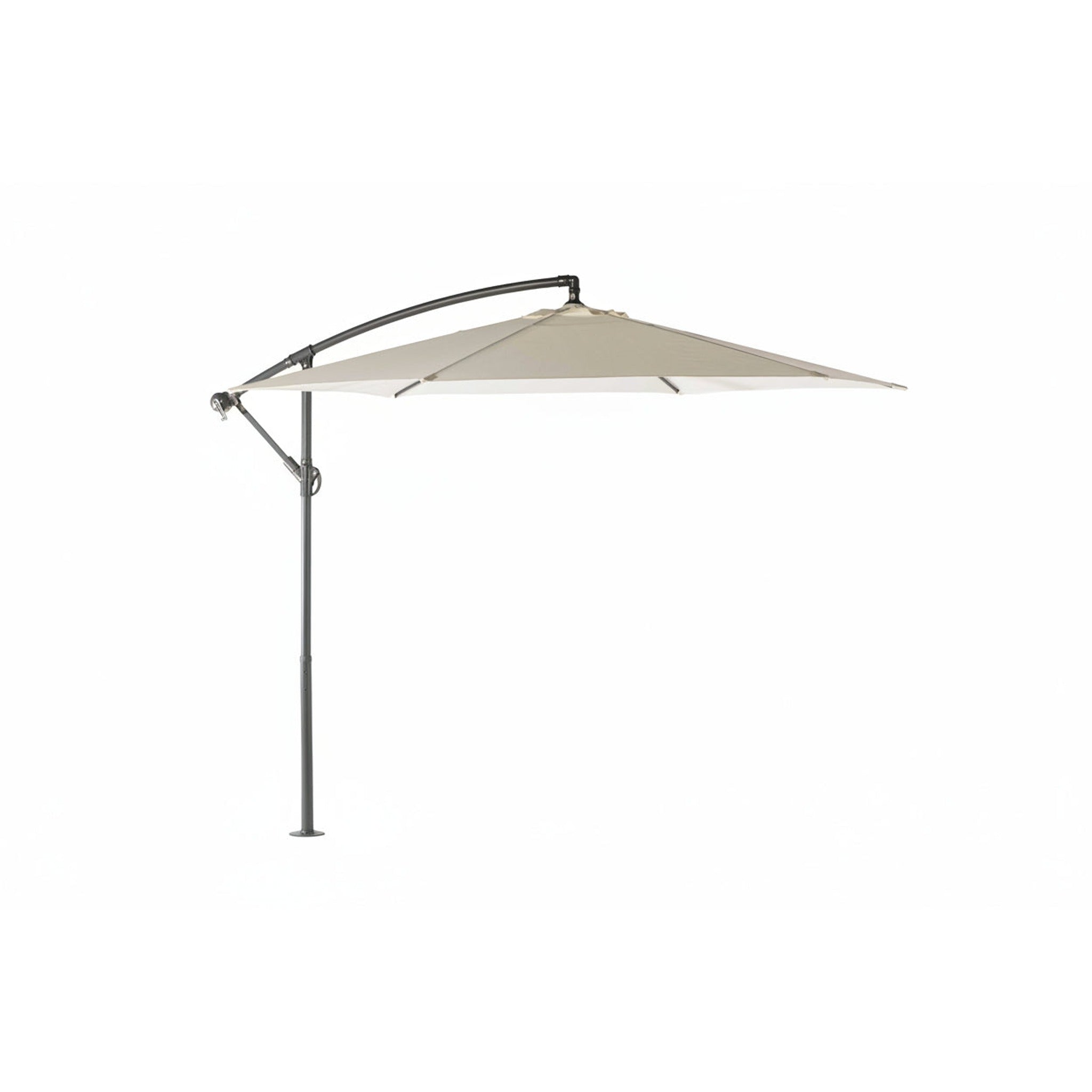 Parasol de Jardín Aura 3m con Manivela y Protección UV — Acero y Poliéster | Blanco y Beige — vista 4
