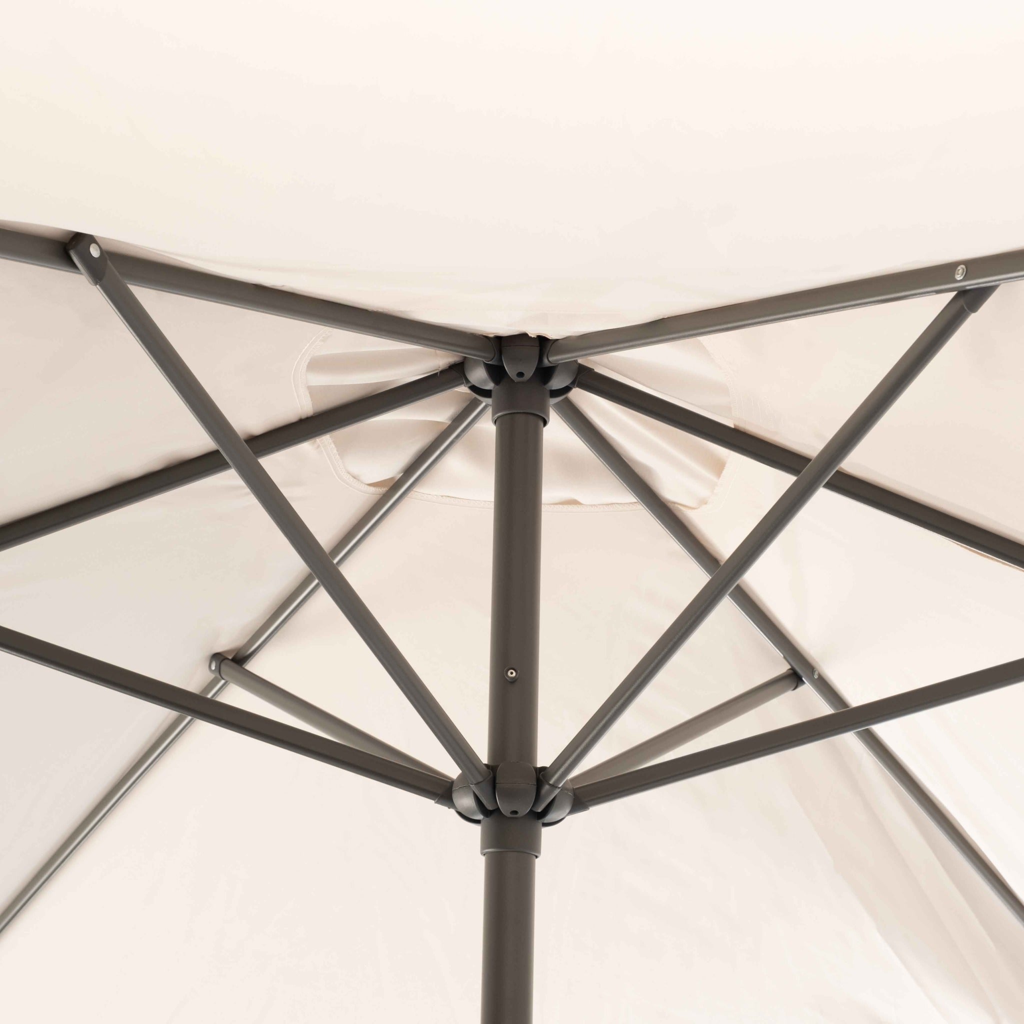 Parasol de Jardín Aura 3m con Manivela y Protección UV — Acero y Poliéster | Blanco y Beige — vista 7