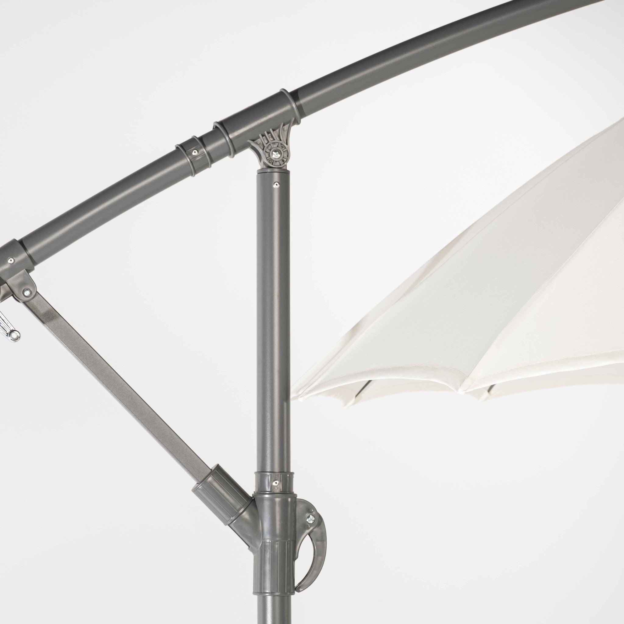 Parasol de Jardín Aura 3m con Manivela y Protección UV — Acero y Poliéster | Blanco y Beige — vista 8