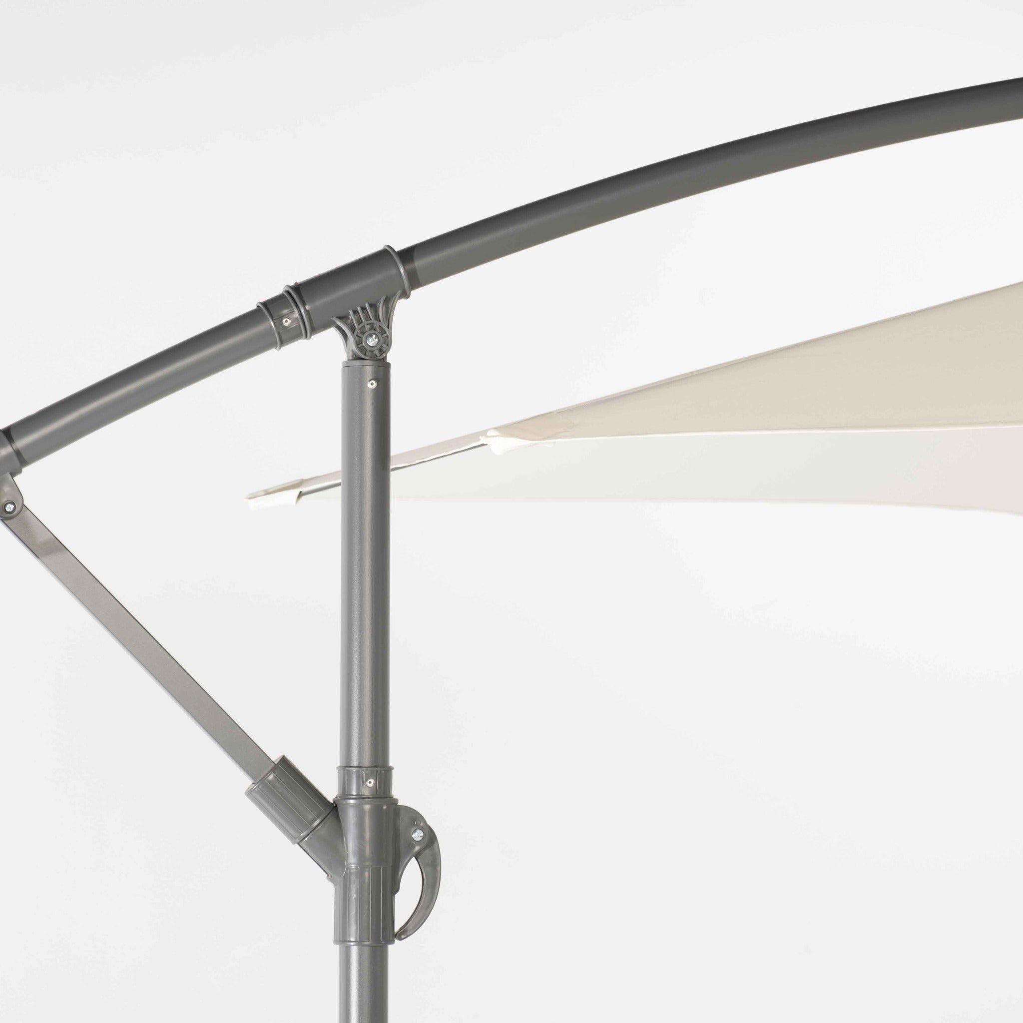 Parasol de Jardín Aura 3m con Manivela y Protección UV — Acero y Poliéster | Blanco y Beige — vista 9
