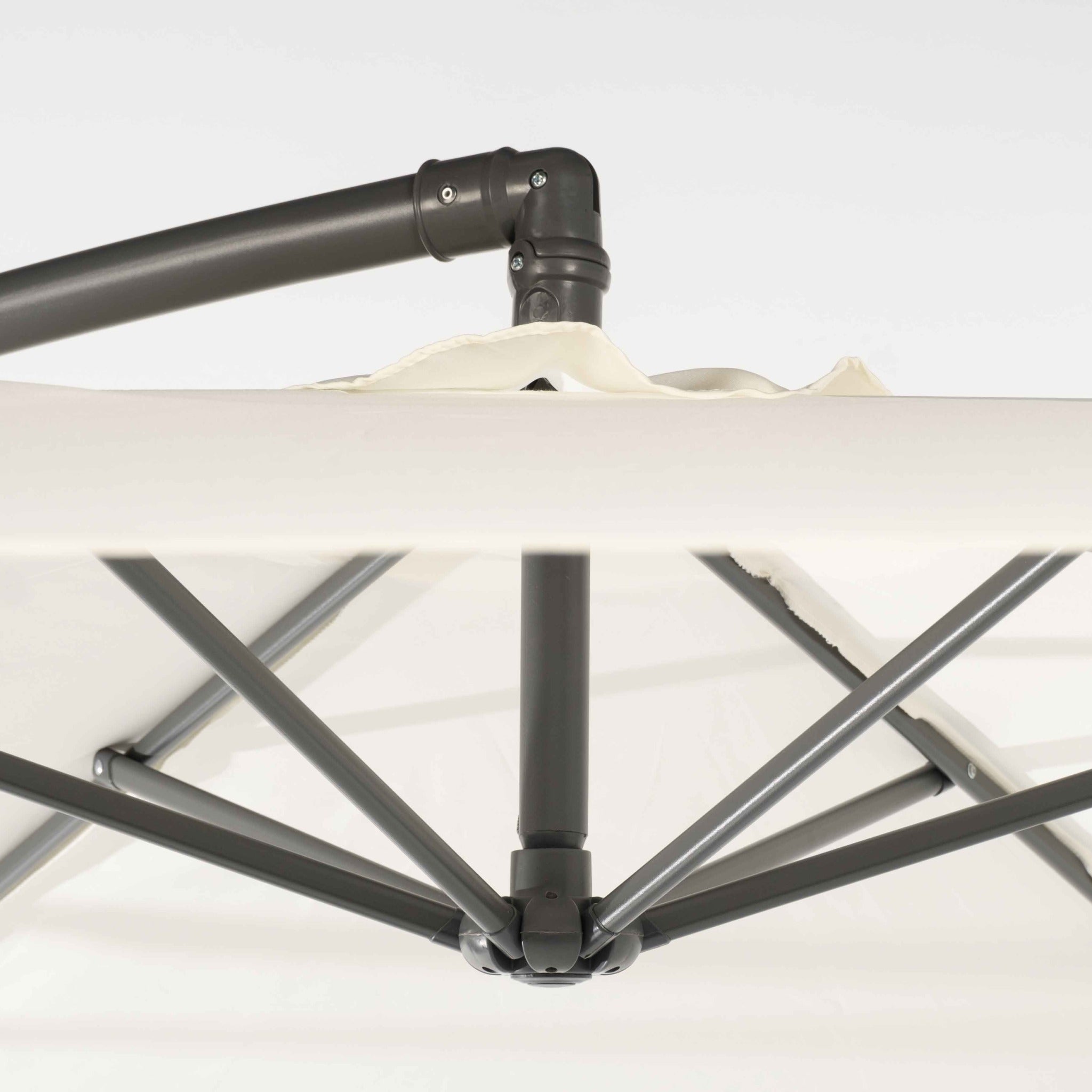Parasol de Jardín Aura 3m con Manivela y Protección UV — Acero y Poliéster | Blanco y Beige — vista 10