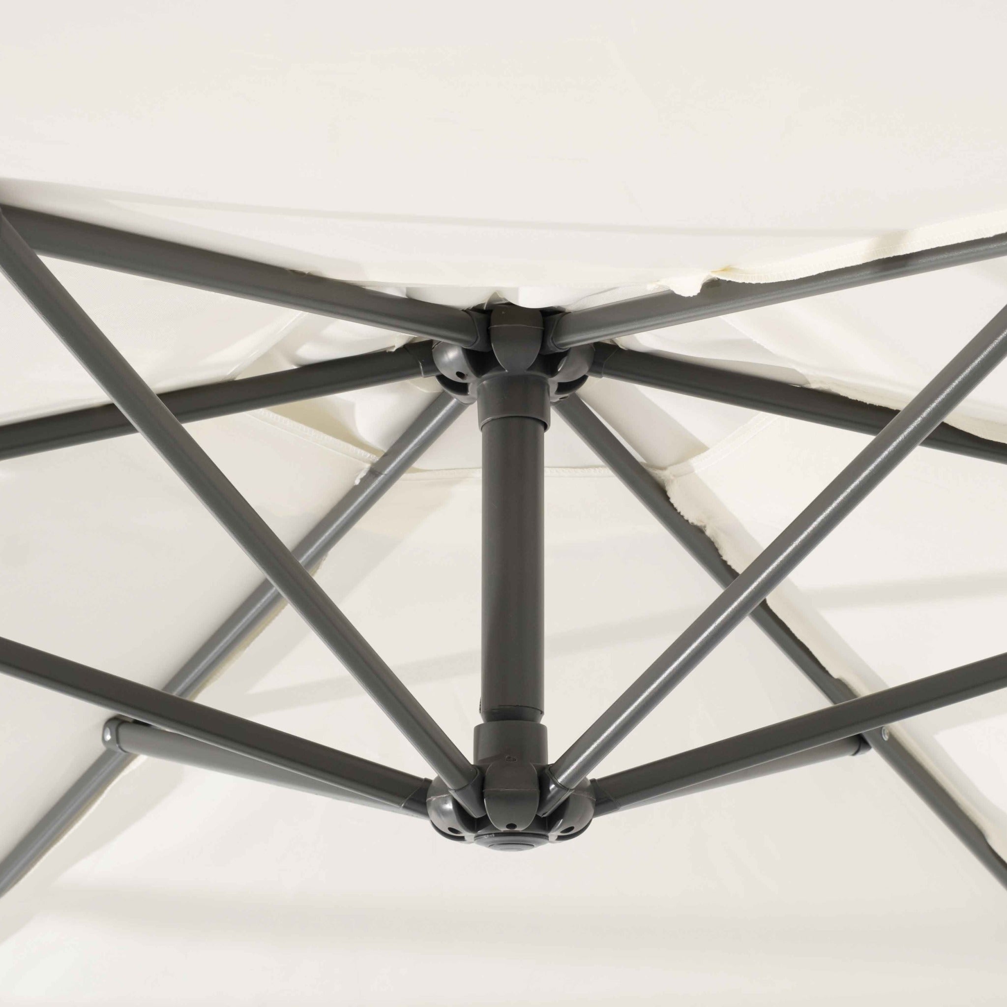Parasol de Jardín Aura 3m con Manivela y Protección UV — Acero y Poliéster | Blanco y Beige — vista 11