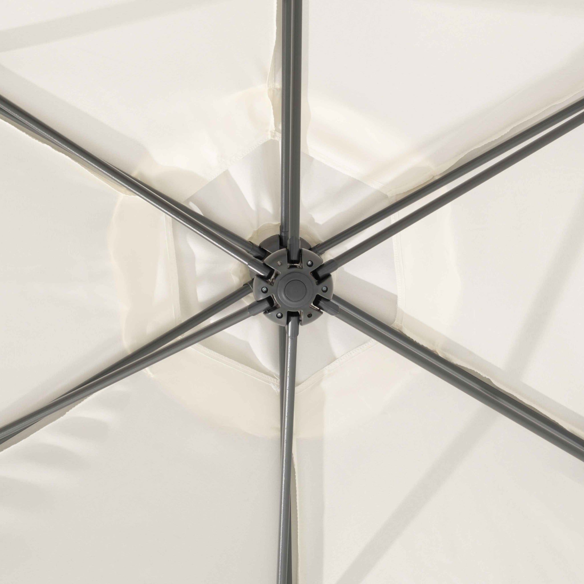 Parasol de Jardín Aura 3m con Manivela y Protección UV — Acero y Poliéster | Blanco y Beige — vista 12