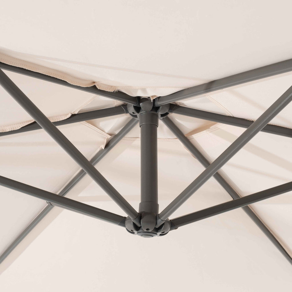 Parasol de Jardín Aura 3m con Manivela y Protección UV — Acero y Poliéster | Blanco y Beige — vista 13