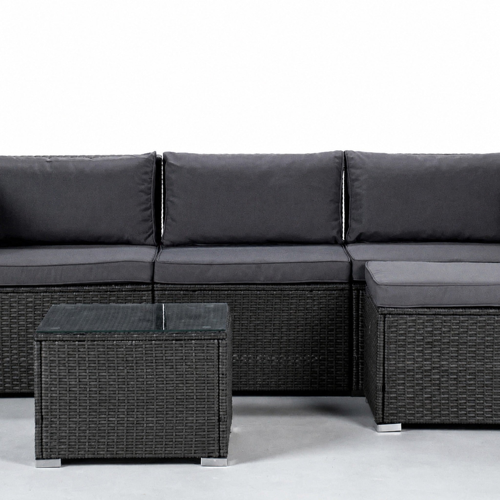 Conjunto de jardín Ravello Triple gris de ratán sintético con mesa de centro