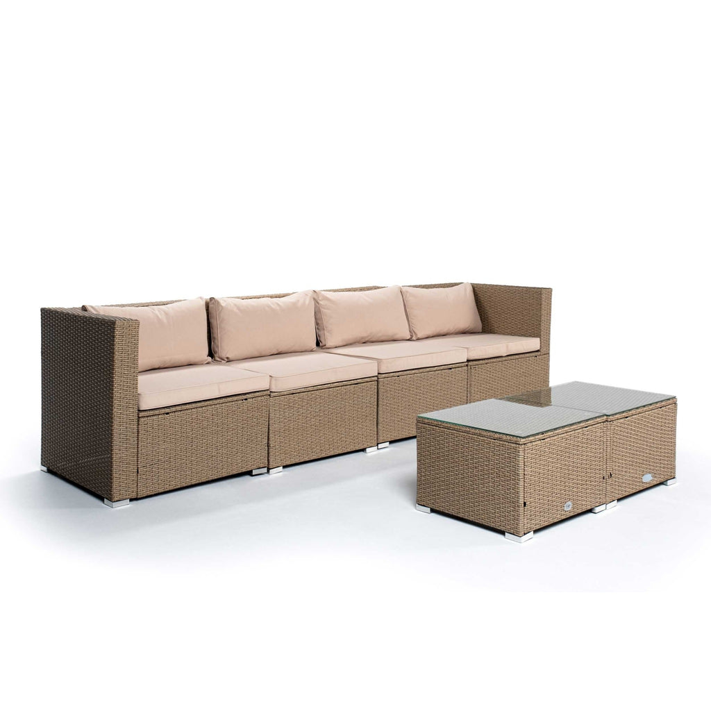 Sofá de Jardín Ravello Cuádruple con Doble Mesa — Ratán Sintético — vista 3