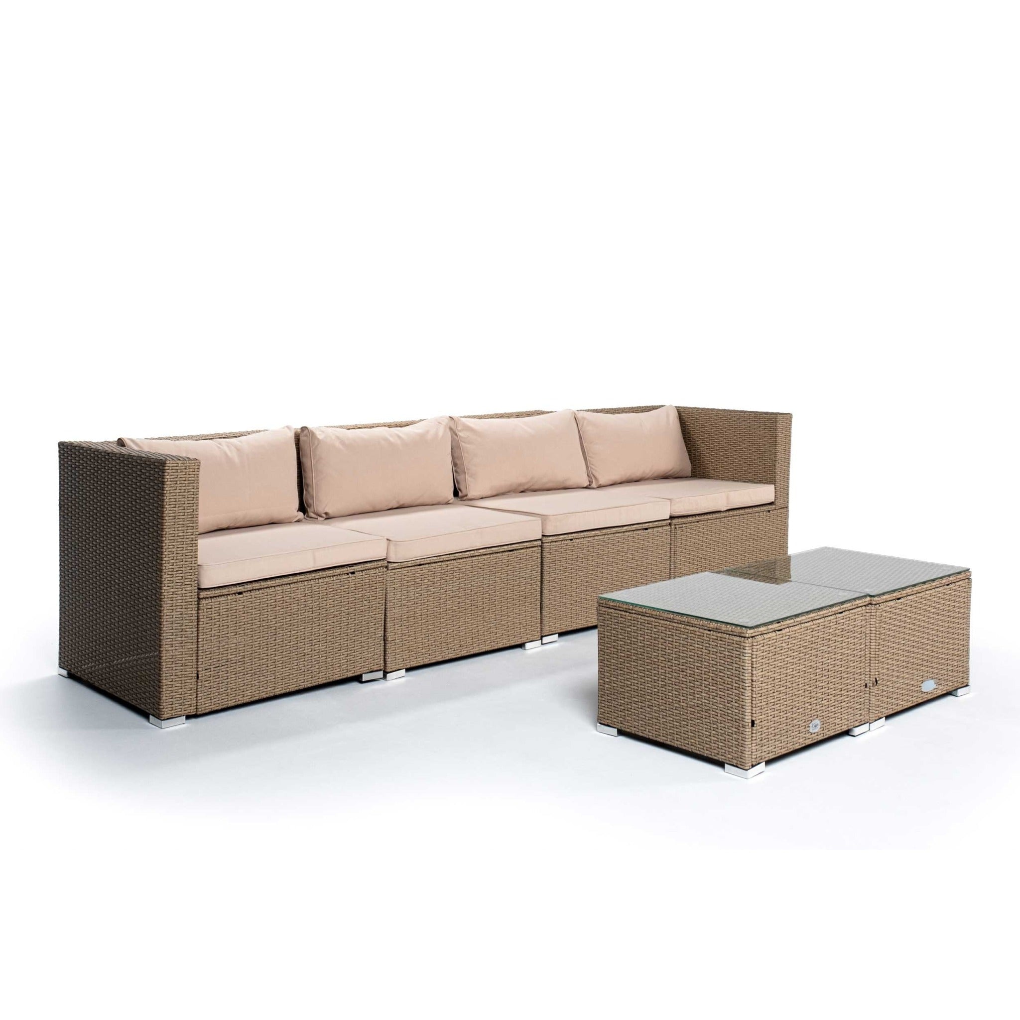 Sofá de Jardín Ravello Cuádruple con Doble Mesa — Ratán Sintético — vista 3