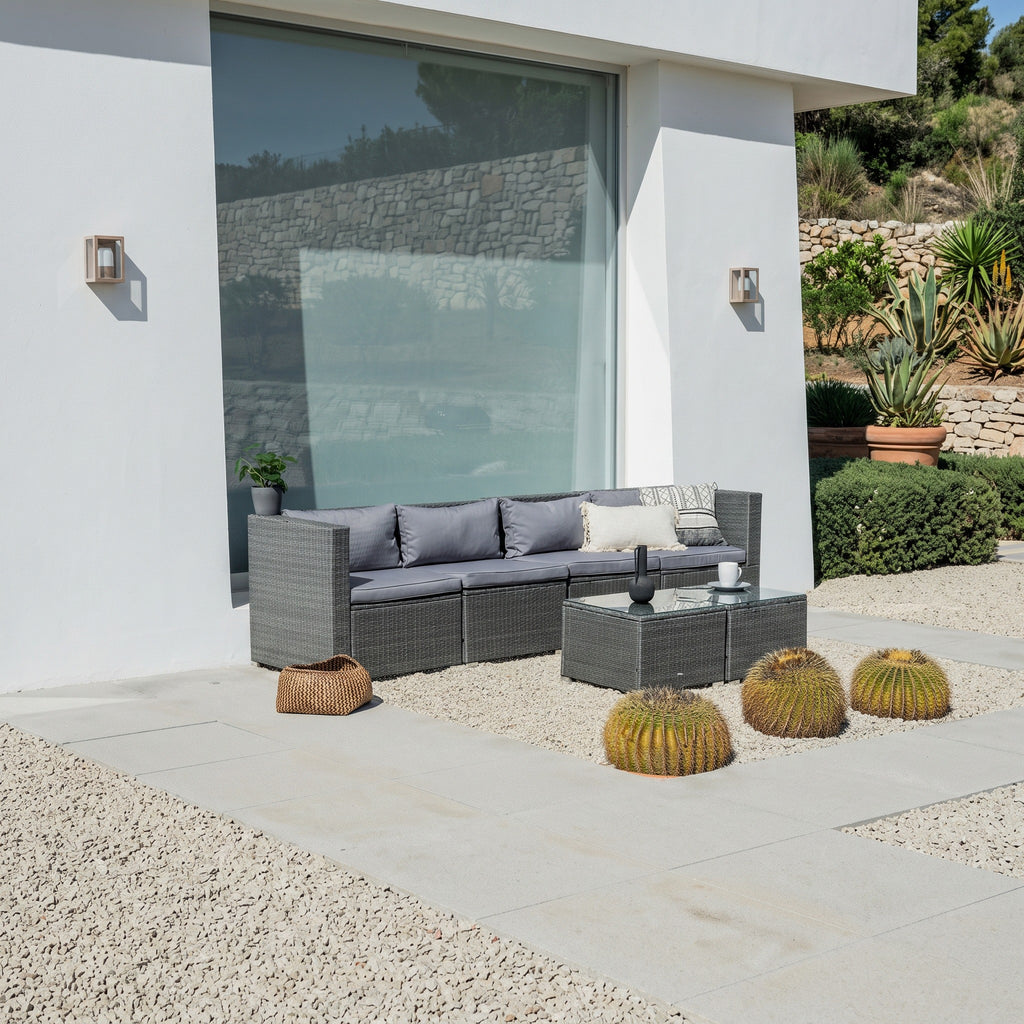 Sofá de Jardín Ravello Cuádruple con Doble Mesa — Ratán Sintético — vista 12