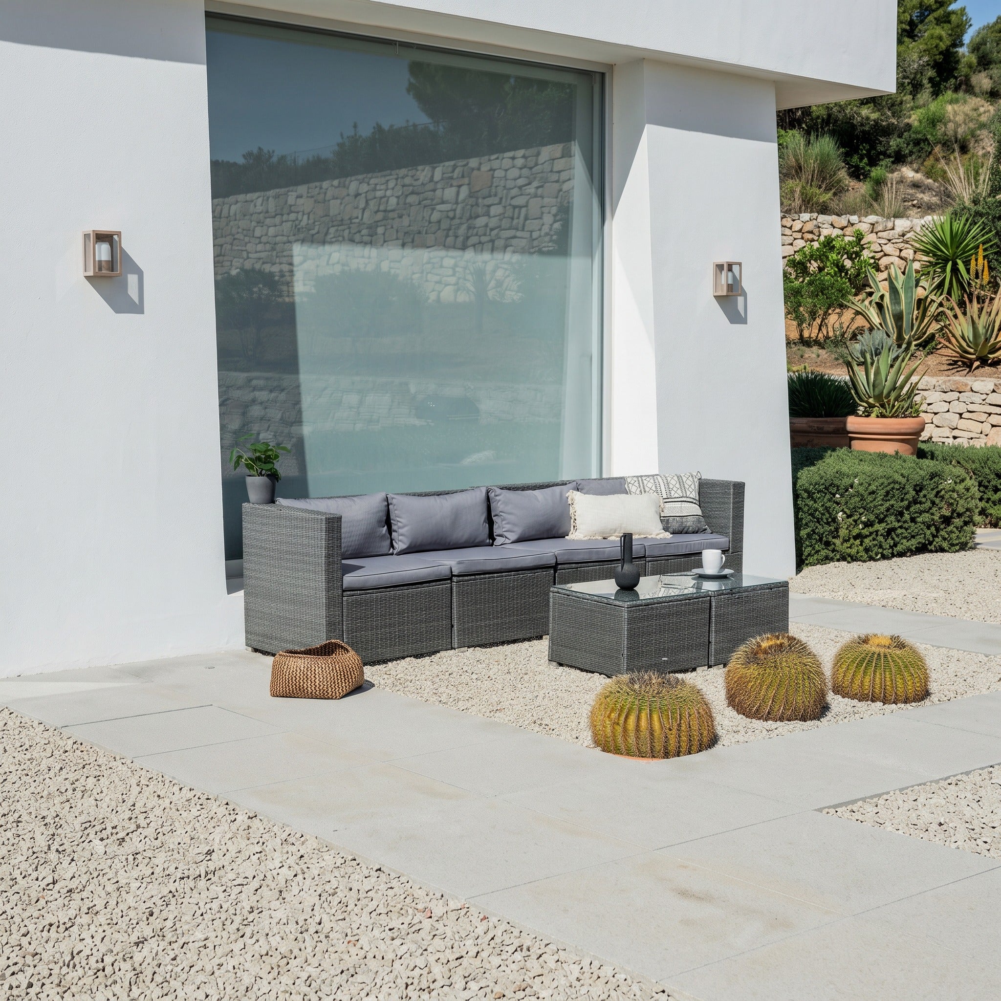 Sofá de Jardín Ravello Cuádruple con Doble Mesa — Ratán Sintético — vista 12