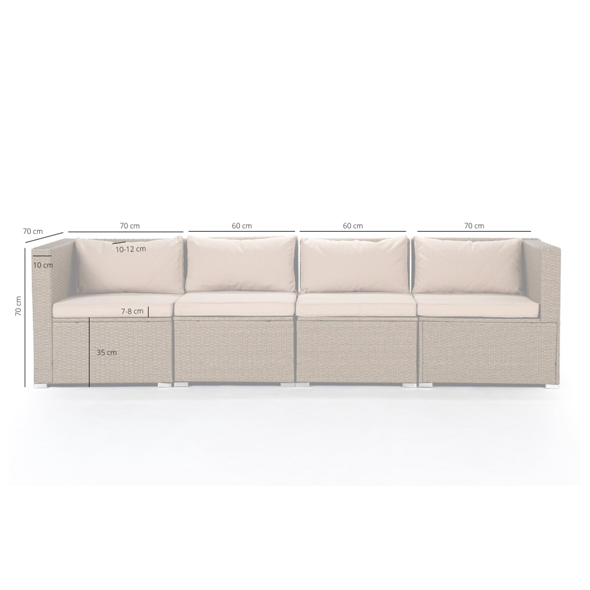 Sofá de Jardín Ravello Cuádruple — Modular | Ratán Sintético — vista 7