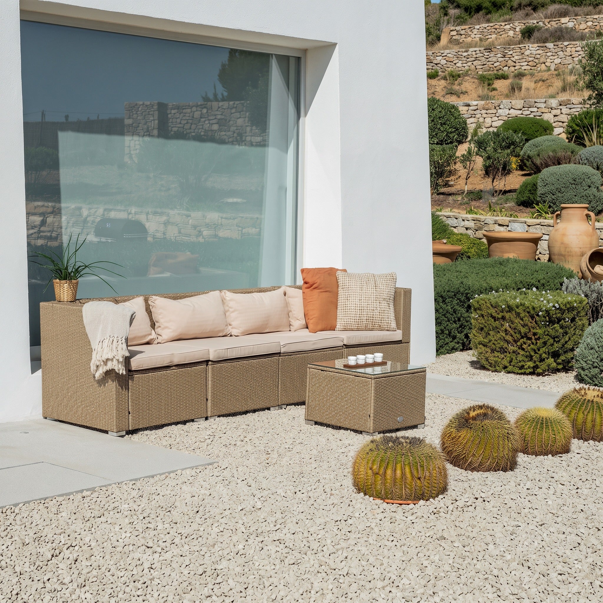 Sofá de Jardín Ravello Cuádruple con Mesa — Ratán Sintético — vista 11