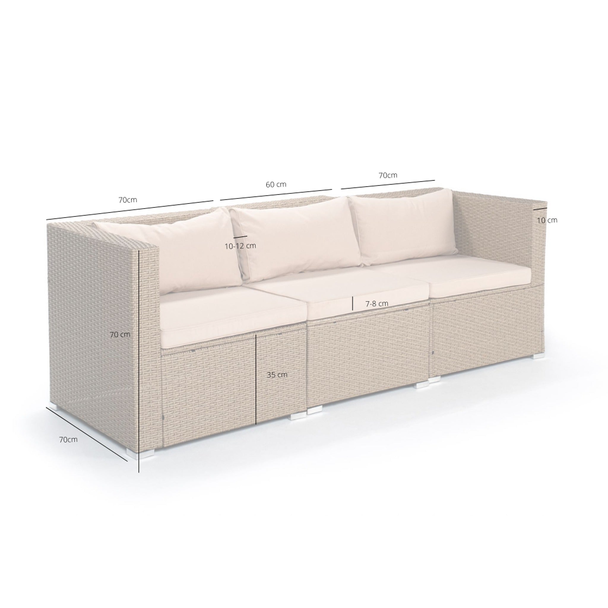 Sofá de Jardín Ravello Triple — Modular | Ratán Sintético — vista 11