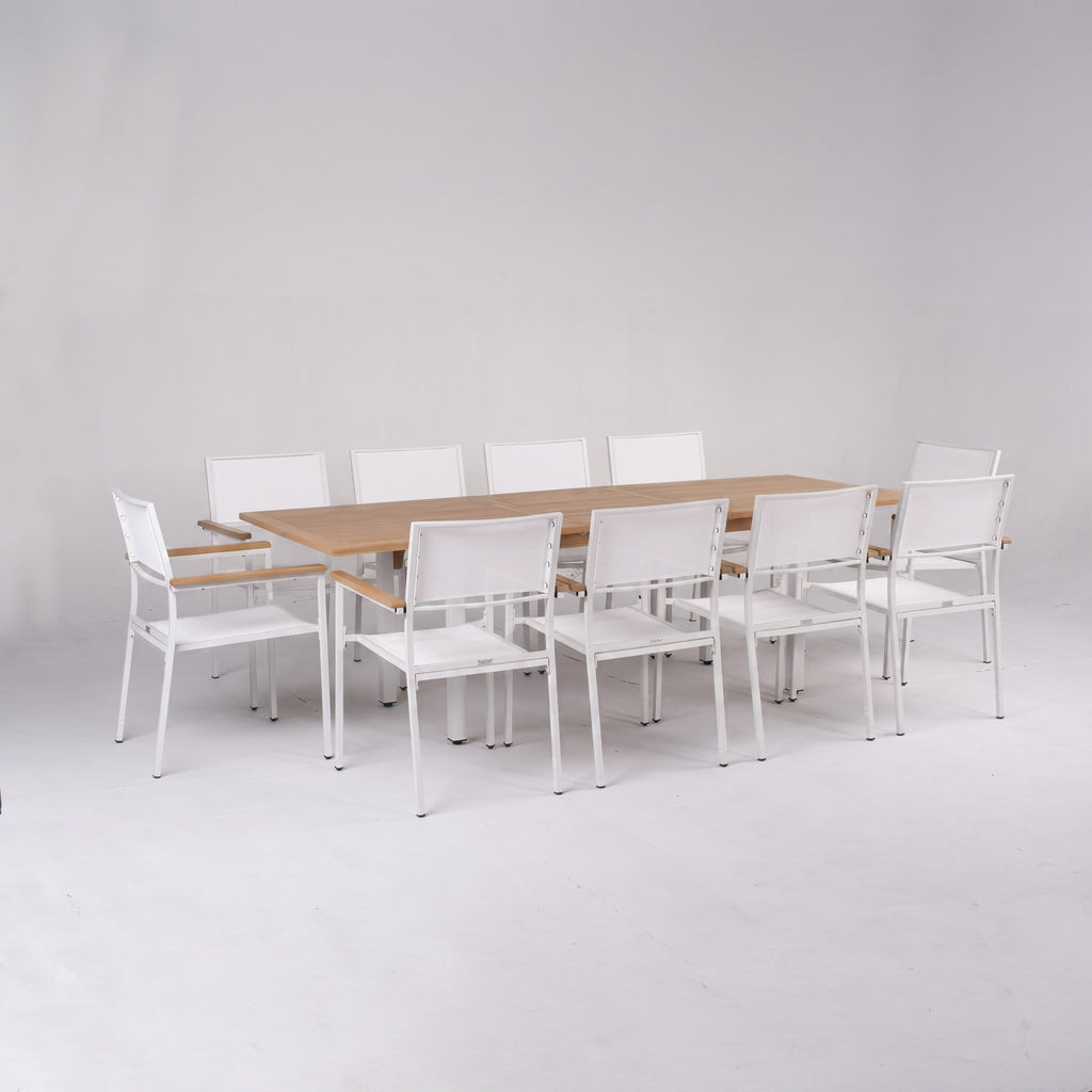 Comedor de Jardín Niza 10 Plazas — Mesa y Sillas Apilables | Blanco