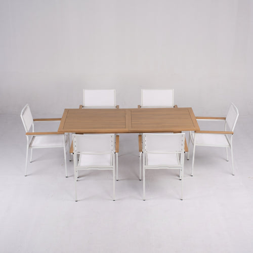 Comedor de Jardín Niza 6 Plazas — Mesa y Sillas Apilables | Blanco — vista 2