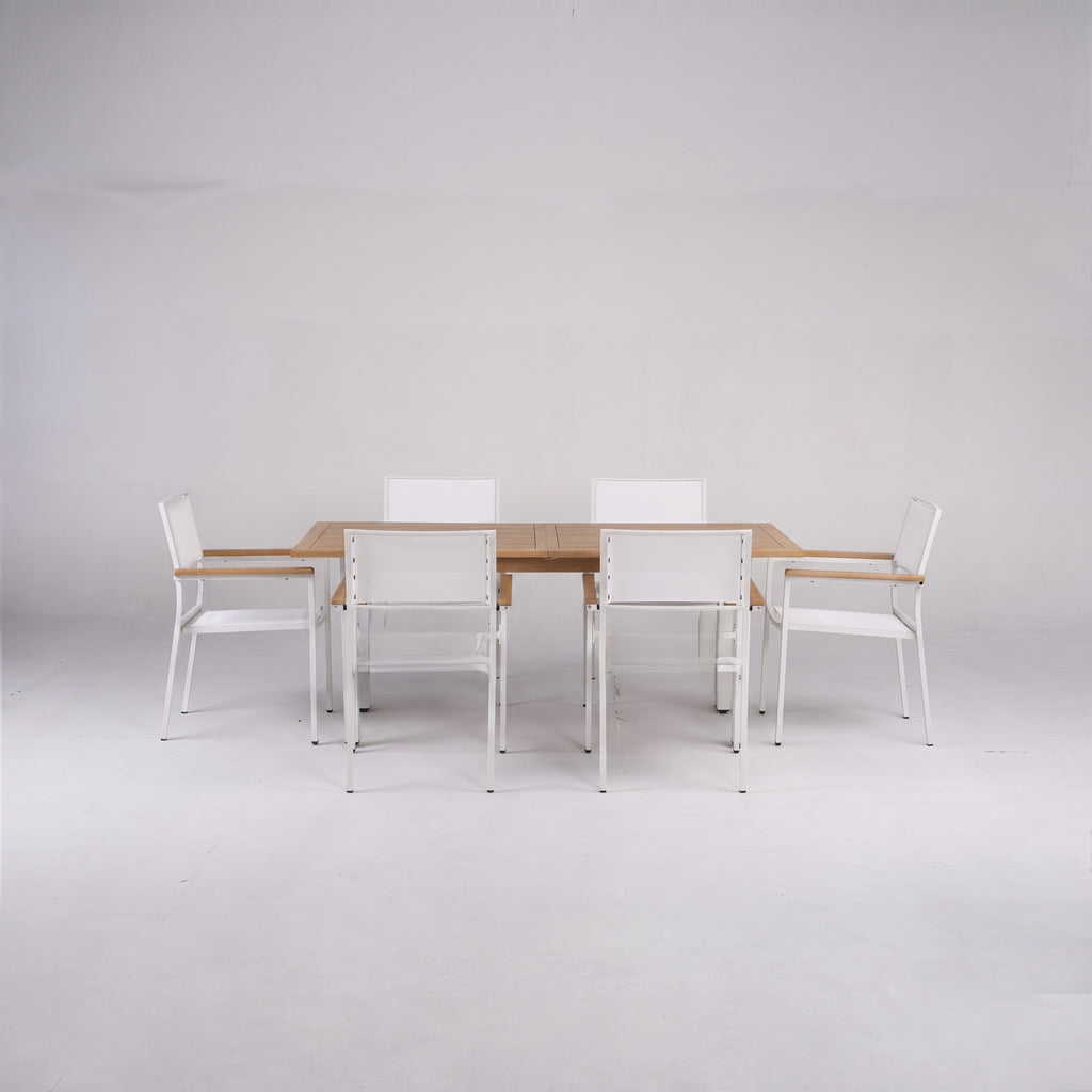 Comedor de Jardín Niza 6 Plazas — Mesa y Sillas Apilables | Blanco — vista 3