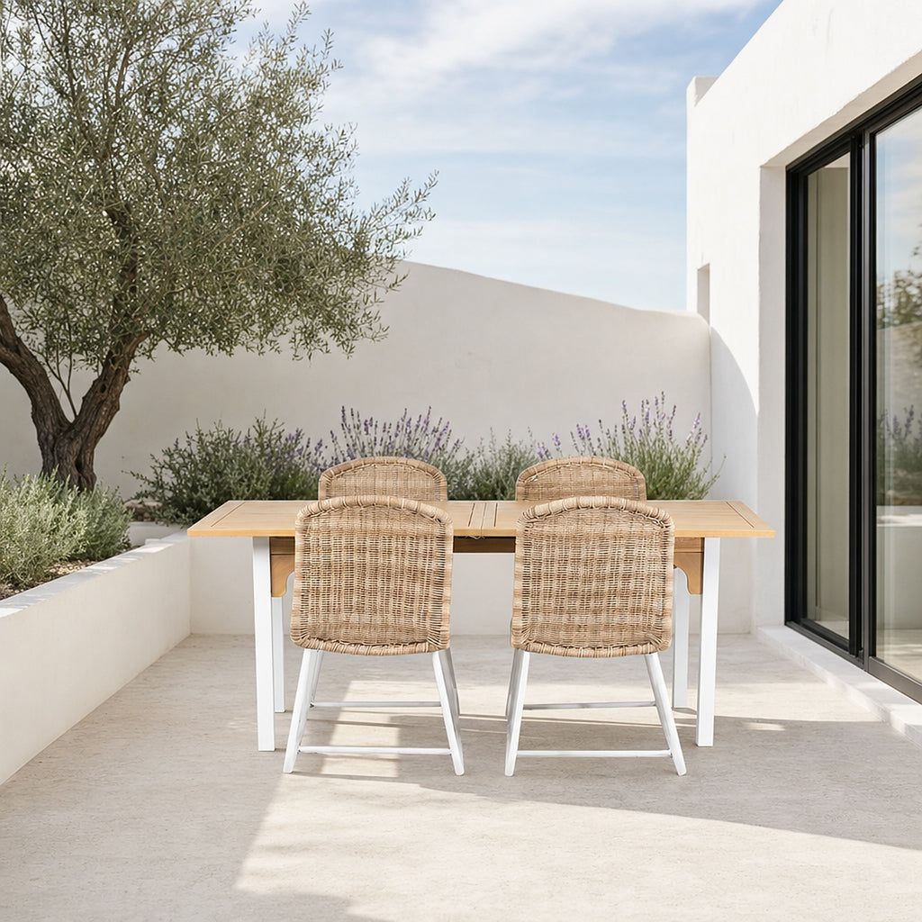 Comedor de Jardín Venecia 4 Plazas — Mesa Alta, Acero y Ratán