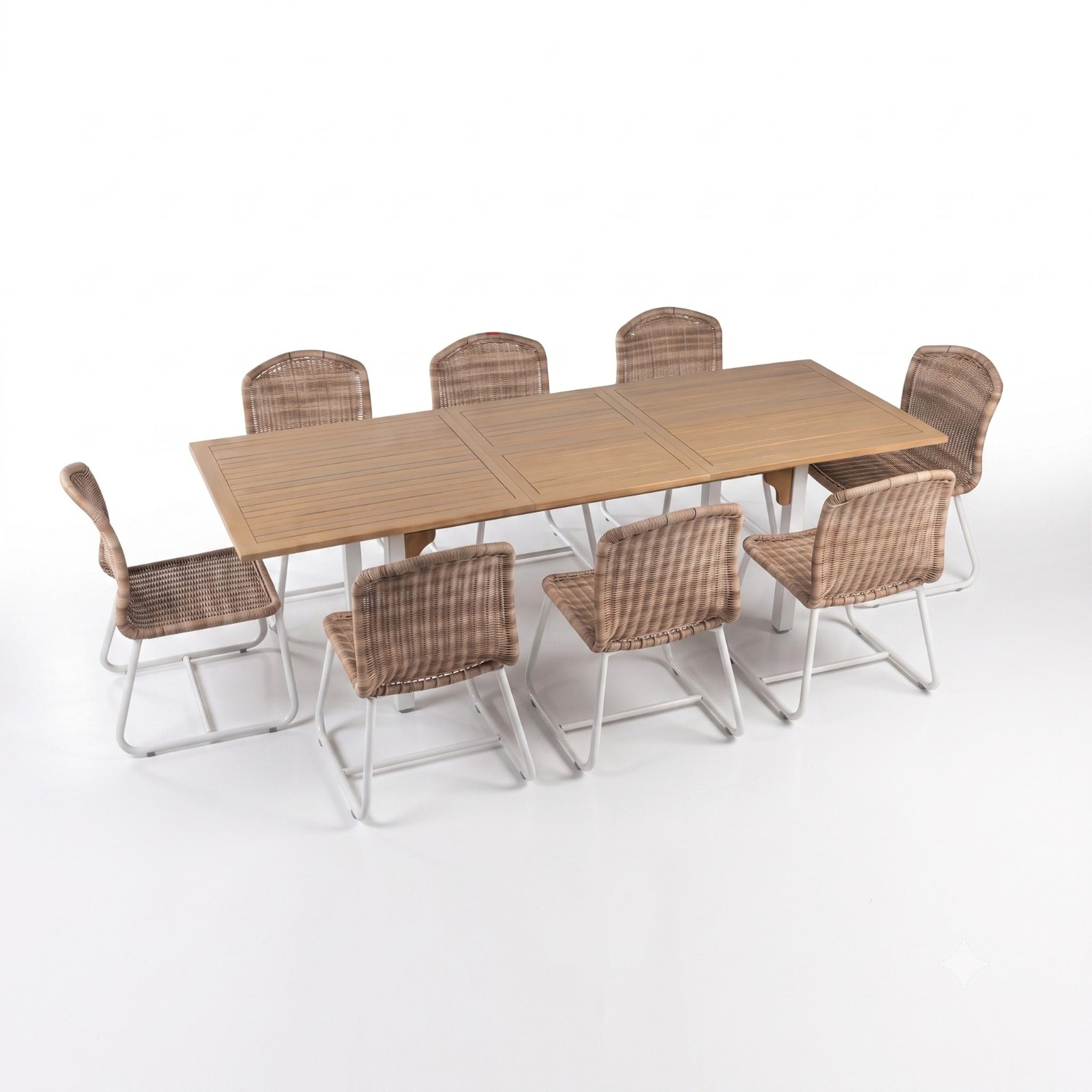 Comedor de jardín Venecia 8 plazas con mesa extensible y 8 sillas de ratán
